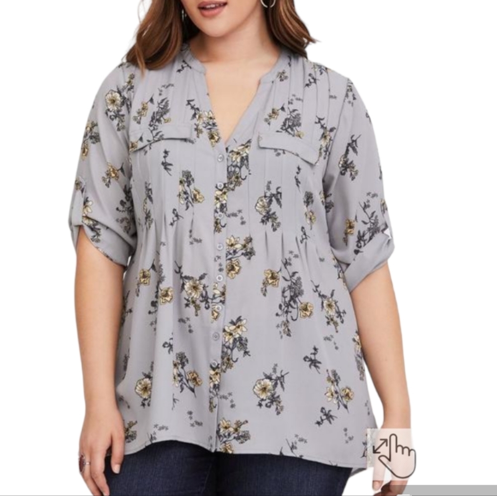 Torrid Gray Floral Tunic Top